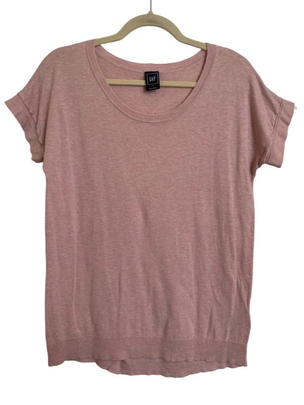 GAP Ladies Light Pink Short Sleeve Sweater Top SZ Large